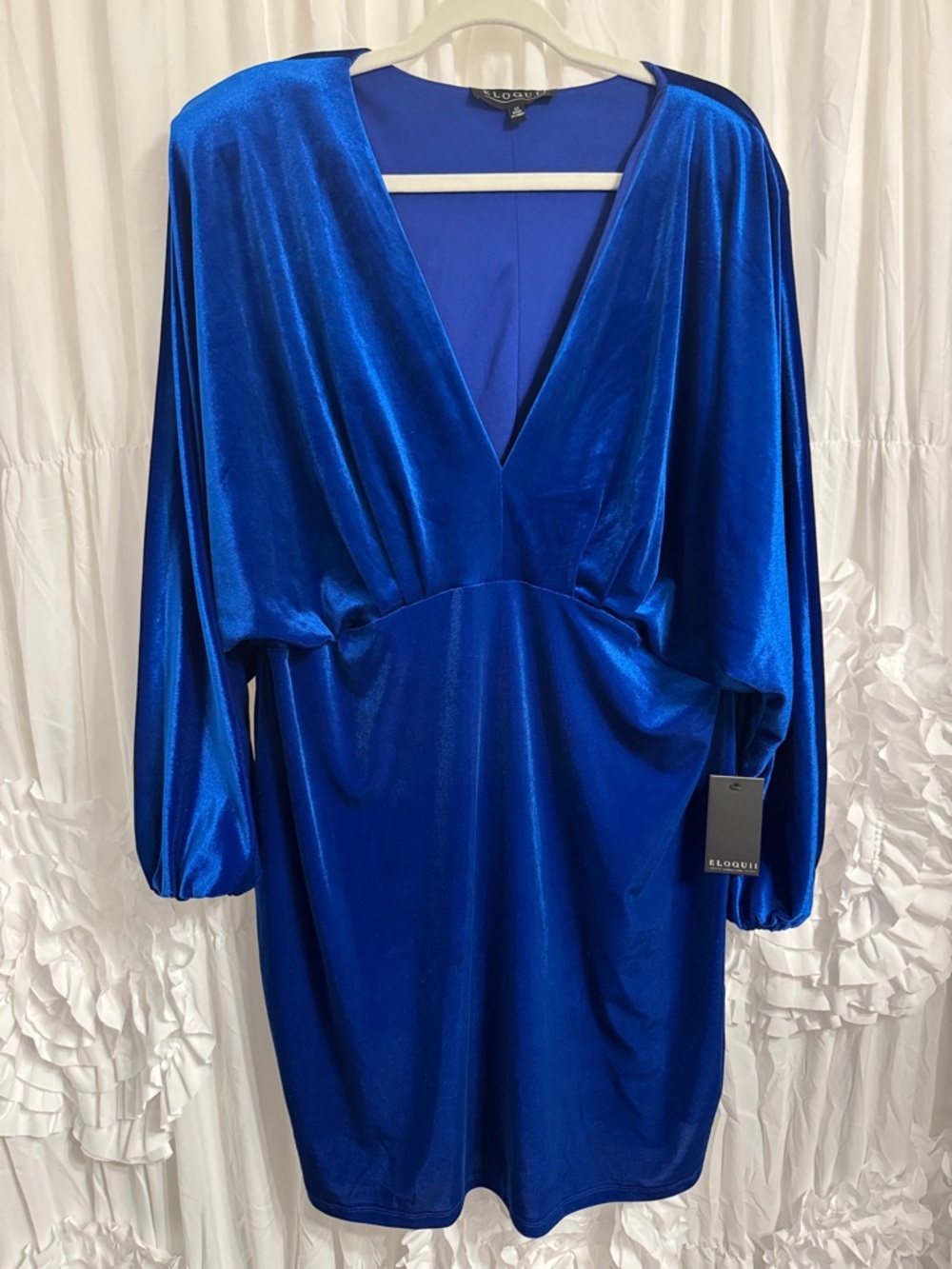 Eloquii Electric Blue V-Neck Dolman Sleeve Dress